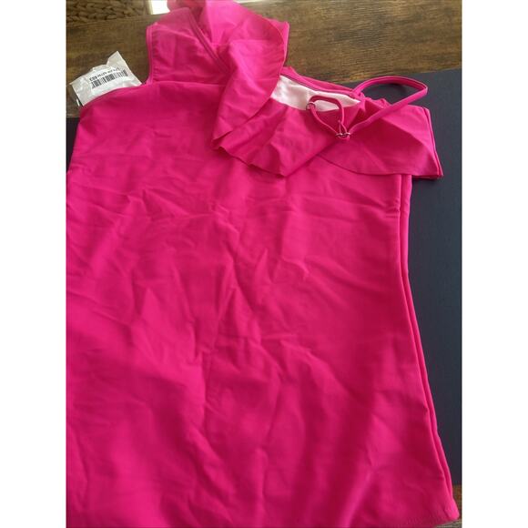 Girls One Piece Swimsuit with Skirt One Shoulder Ruffle Bathing Suit Size 14 - Picture 11 of 14
